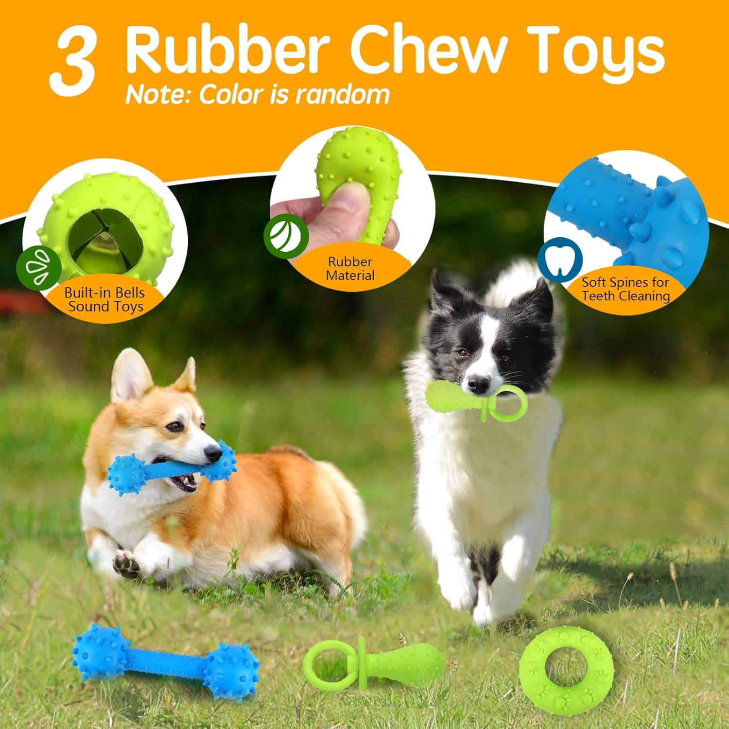 Oundarm 24 PCS Dog Chew Toy Set for Aggressive Chewers Boredom Interactive, Rubber Rope Stuffed Plush Squeak Puppy Enrichment Teething Toys for Small Medium Dogs Teeth Cleaning image number 3