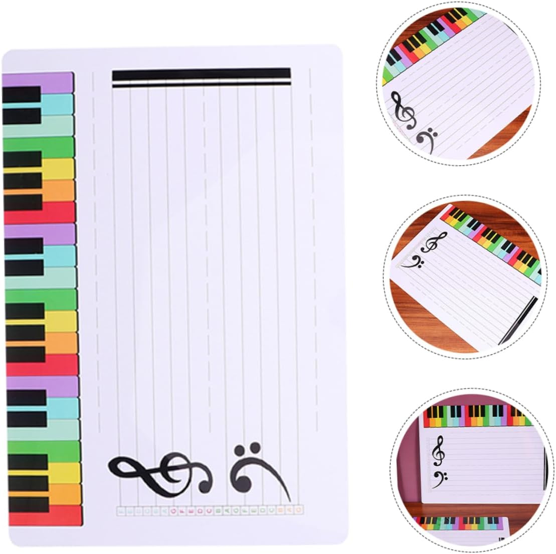 Parliky 3Pcs Stave Whiteboard Portable Erasable Music Teaching Practice Board Dry Erase Writing Staff Cards image number 6