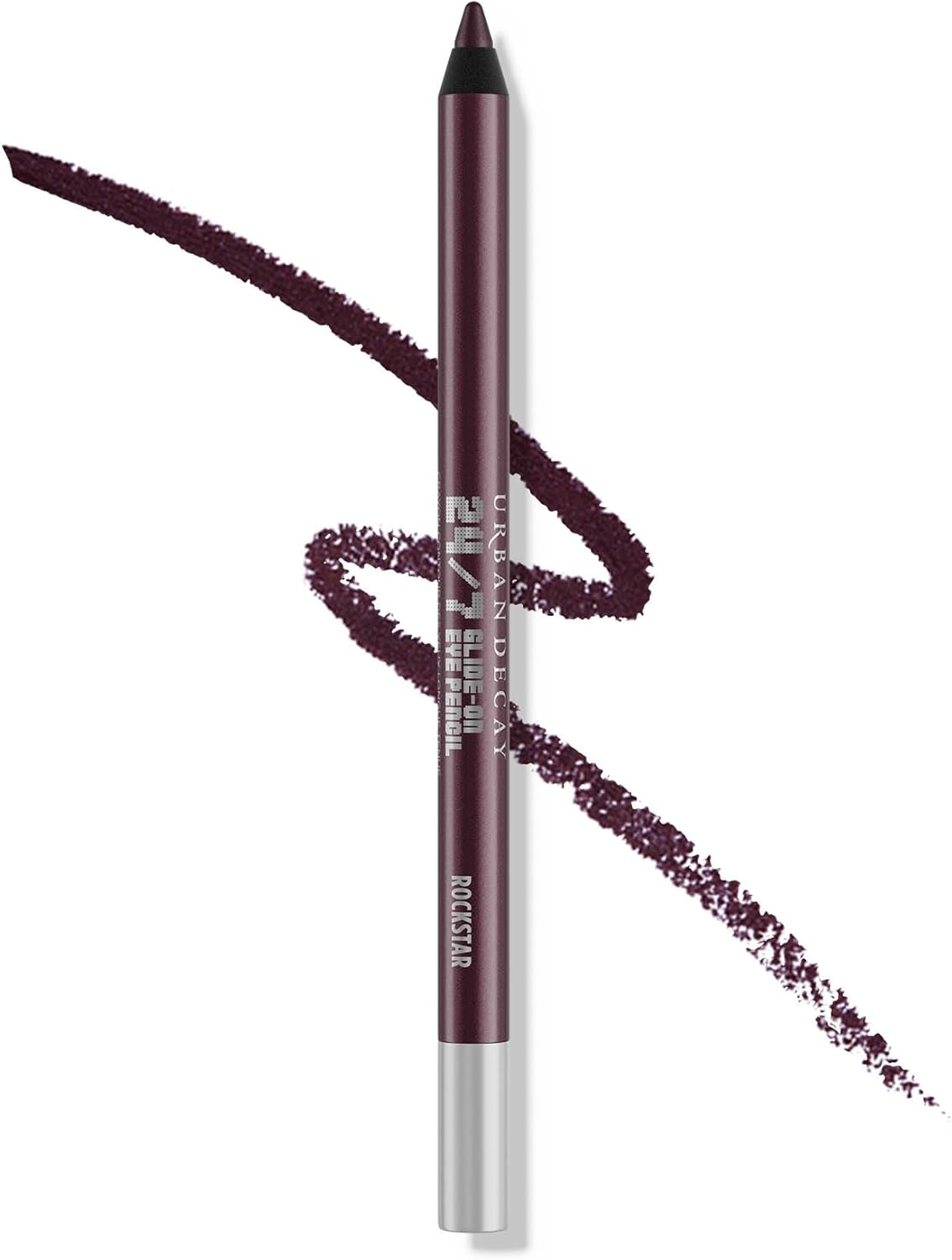 URBAN DECAY 24/7 Glide-On Waterproof Eyeliner Pencil (Rockstar - Purple Matte) - Smudge-Proof, Transfer-Proof, Smooth No-Tug Formula, Hydrating Vitamin E & Jojoba Oil - 0.04 Oz