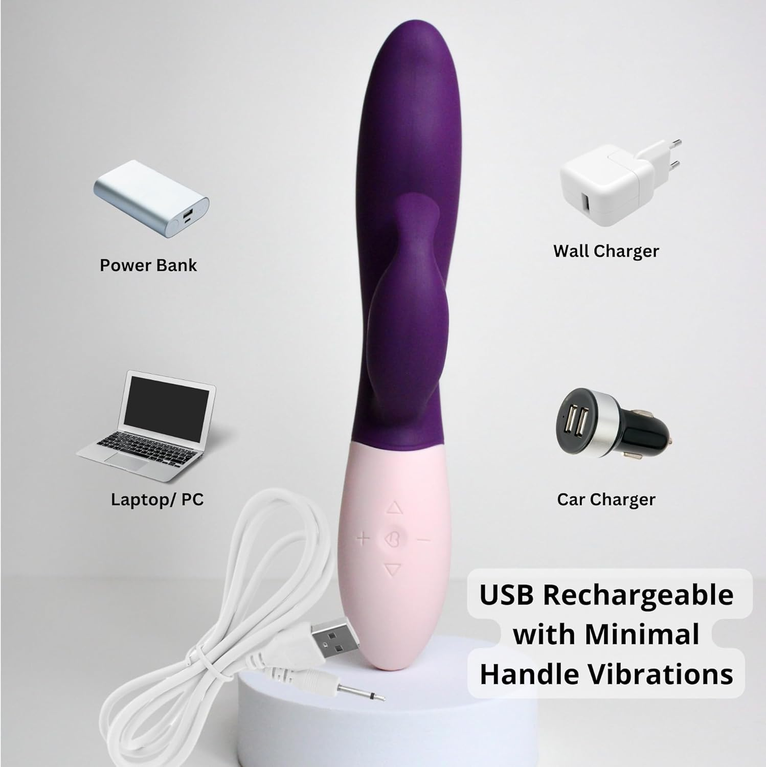 BUZZ Rabbit Vibrator Wand - Thrusting Sex Toy for Women, Customised Vibrations & Intensities, Flexible Design, Minimised Hand Vibration - Pink image number 2