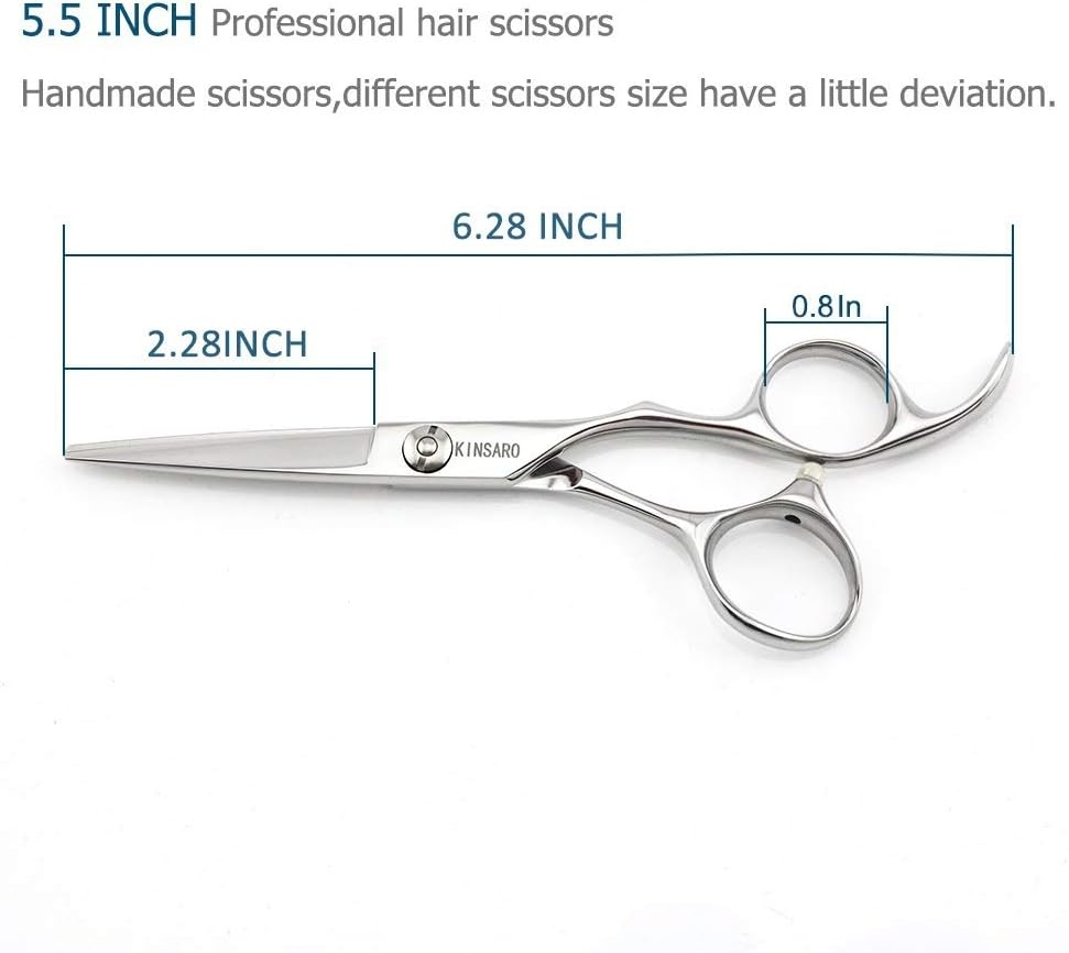 5.5" Barber Scissors Hair Scissors Professional Hair Shears Cutting Shears 440C Hair Cutting Scissors Barber Shears Haircut Scissors Silvery Convex Blades Kinsaro image number 3