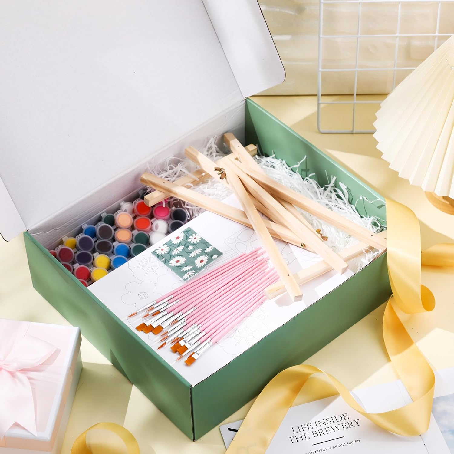 Engrowtic 6 Packs Pre Drawn Canvas Kit for Painting Adult 8 X10 Inch Sip and Paint Kit Flower Painting Pre Printed Canvases with Easel and Brushes for Adults Kids DIY Summer Artist Party image number 5