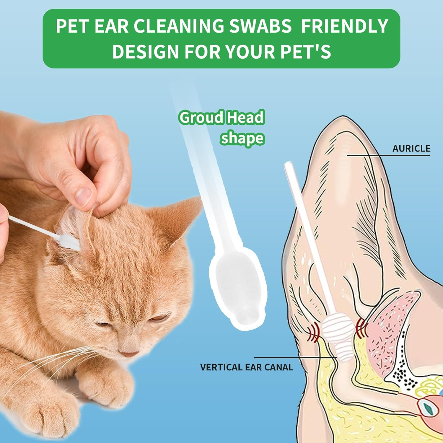 Vints Cotton Dog Ear Cleaning Swabs, Pet&rsquo;S Ear Infection Treatment Gourd-Shaped Swabs Prevent Accidental Injuries, Safer Cleaning for Dogs and Cats&ndash; Large Size.100% Cotton