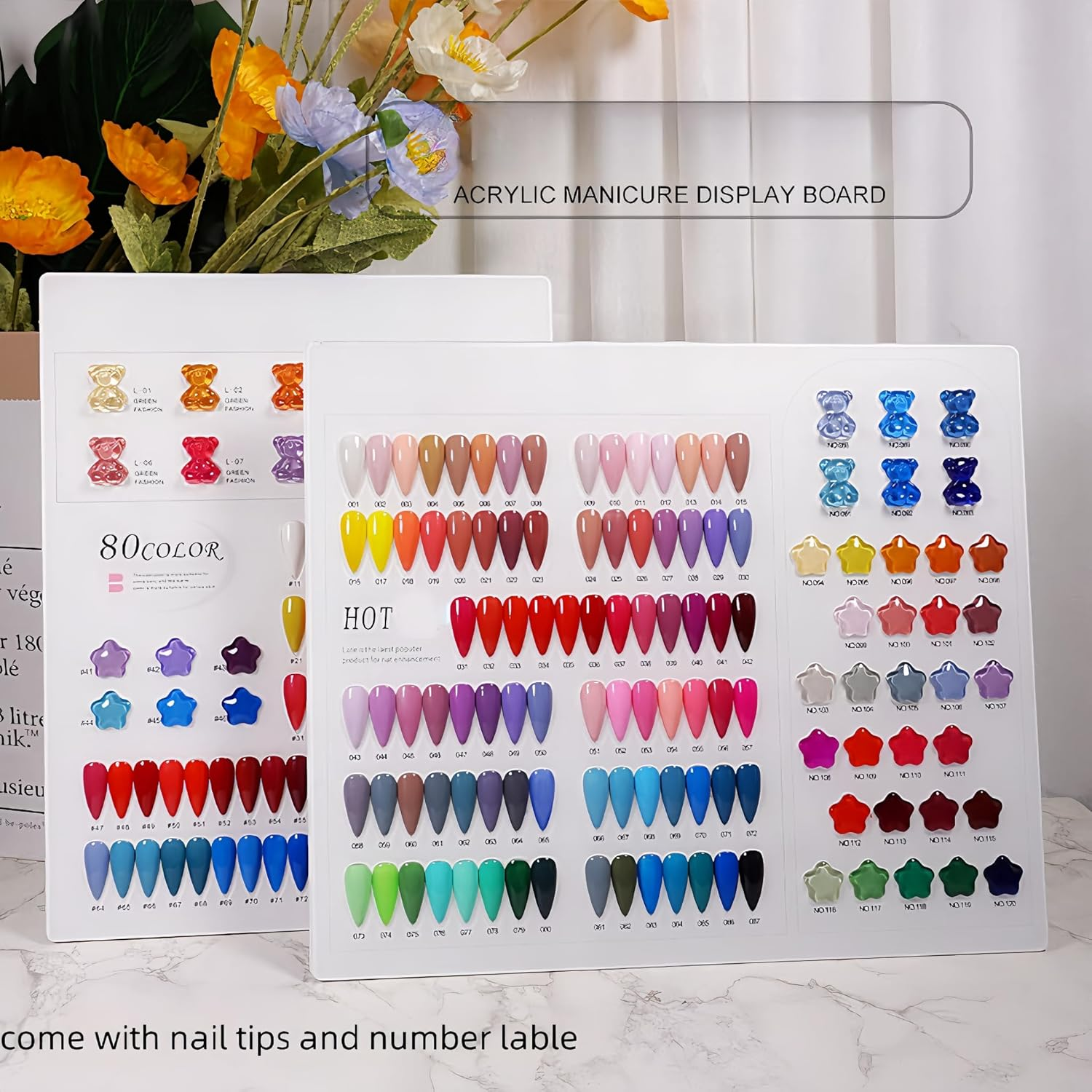 Acycoin2A Acrylic Nail Polish Color Display Board Book Nail Design Chart with 2 Styles Nail Tips Card Board Salon Showing Shelf (160 Colors) image number 4