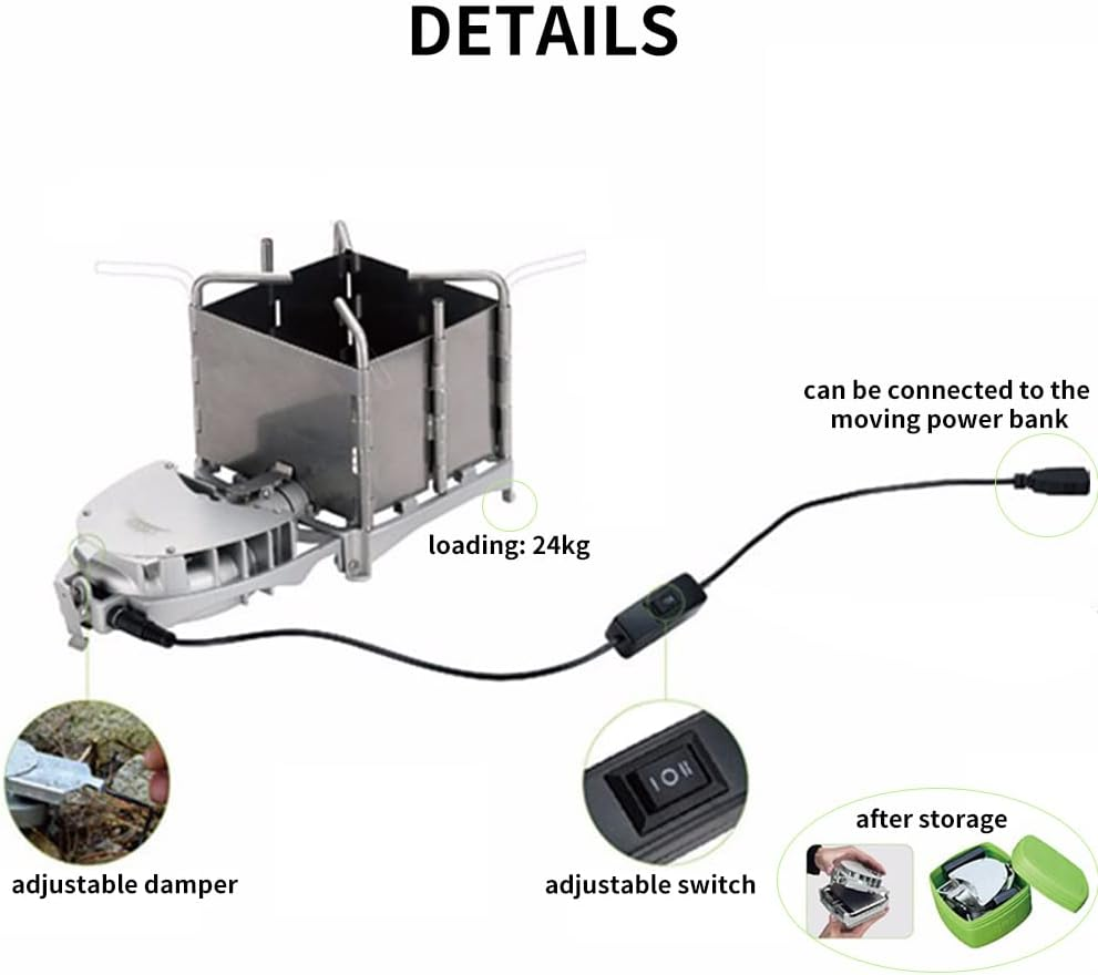 Camping Wood Stove, Portable Wood Burning Stove Can Be Connected to Power Bank image number 1