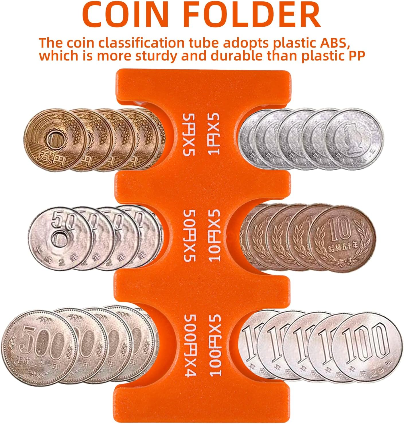 Japanese Yen Coin Holder Hard Case Organizer and Storage for Coins Rectangle JPY Coin Organiser and Dispenser, Plastic Coin Sorter Wallet image number 3