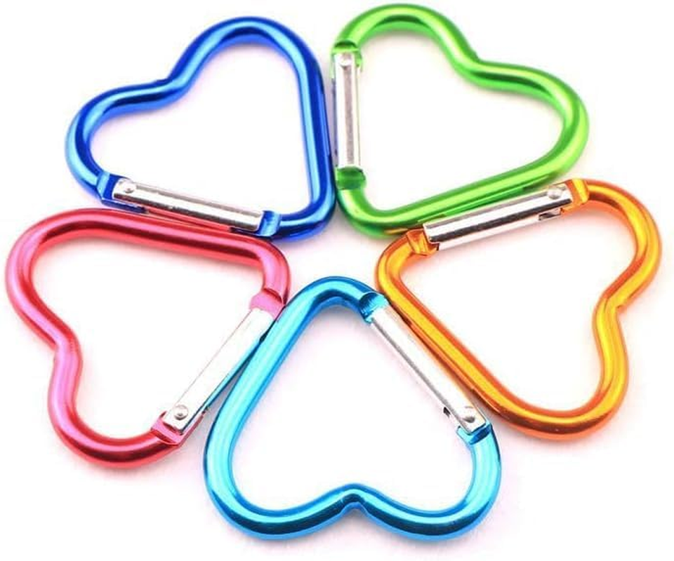 Carabiner Clip, Heart Shaped Climbing Buckle, Aluminum Alloy Heavy Duty Keyring Hook for Camping Fishing Hiking Traveling Aluminum Key Chain Clip Accessories - Red image number 6