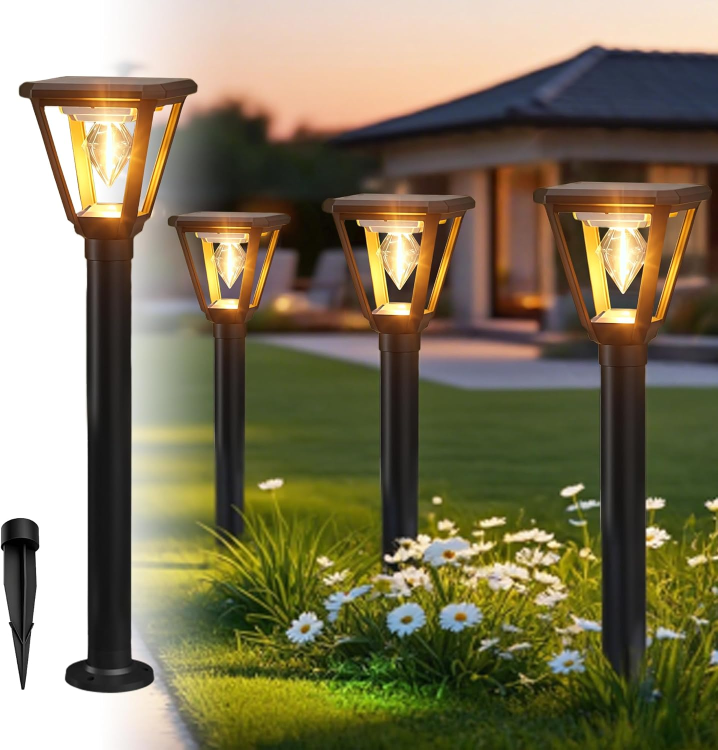 Solar Lights Outdoor Garden Waterproof, Flame Mountain LED Solar Light,Decorative Solar Post Lights for Yard, Patio & Landscape