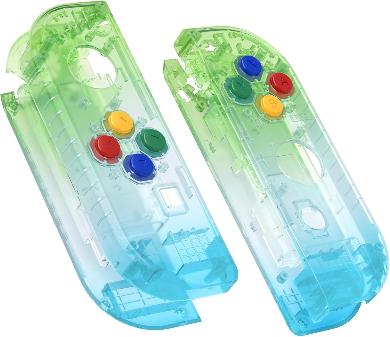Extremerate Gradient Translucent Green Blue Joycon Handheld Controller Housing with Colorful Buttons, DIY Replacement Shell Case for Nintendo Switch & Switch OLED Model Joy-Con &ndash; Console NOT Included image number 4
