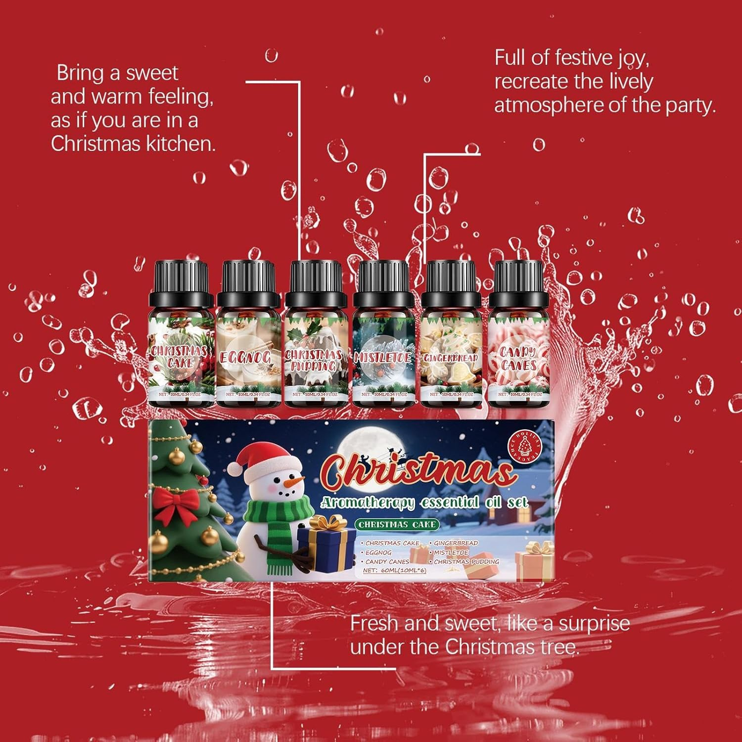 Diffuser Oils Set, 6 Oils Fragrance Christmas Holiday for Diffuser, Environmental Fragrance for Home Office Car Travel image number 1