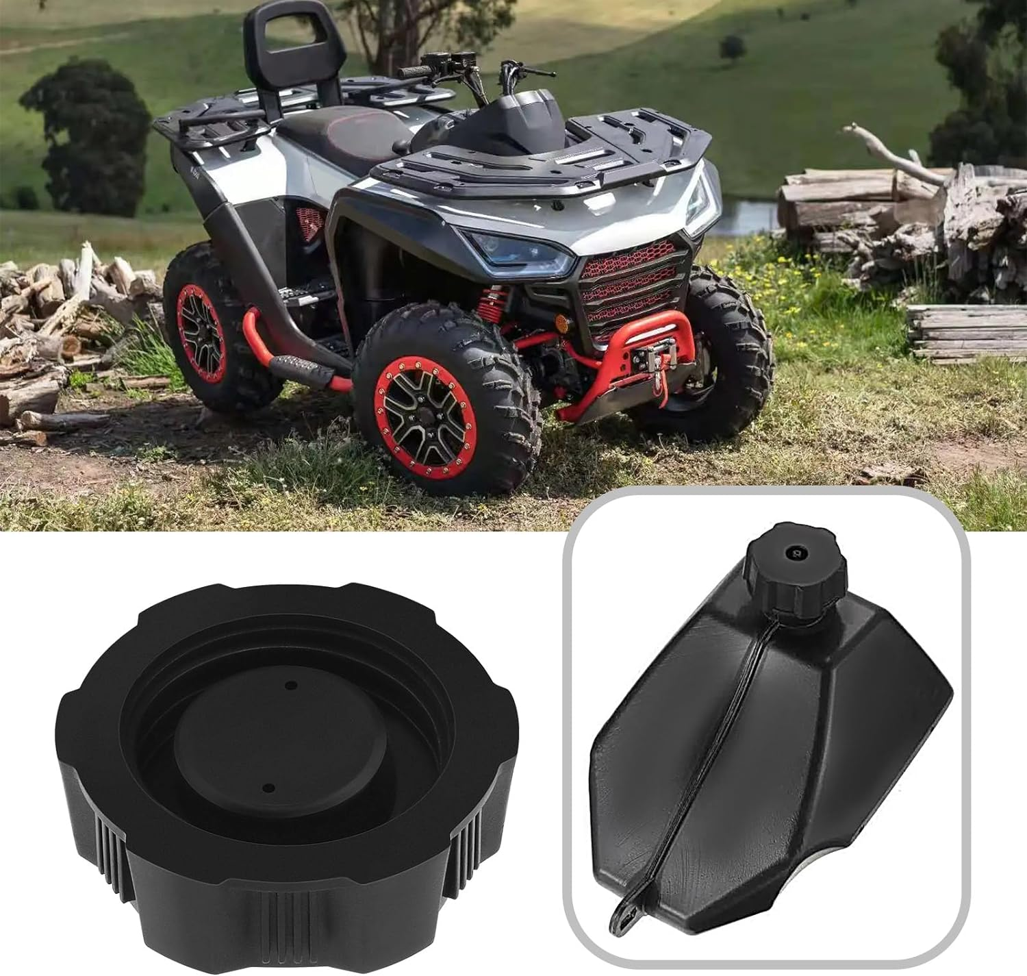 Ecsing 2 Pieces Inner Diameter 40Mm Motorcycle Fuel Tank Cap Black Plastic Fuel Filler Gas Cap Compatible with 50CC 70CC 90CC 110CC 125CC ATV Quad 4 Wheeler