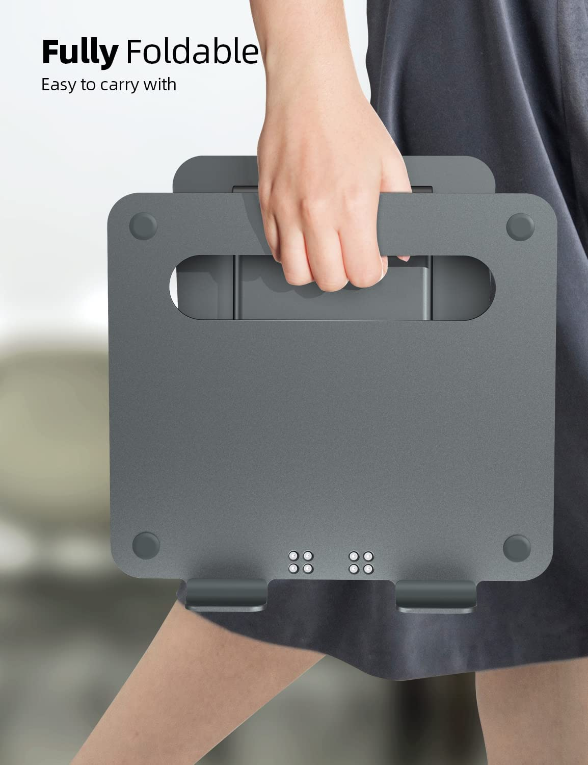 Nulaxy Laptop Stand, Ergonomic Sit to Stand Laptop Holder Convertor, Adjustable Height from 2.1" to 21", Supports up to 22Lbs, Compatible with Macbook, All Laptops Tablets 10-17" - Space Grey - A-Grey image number 2