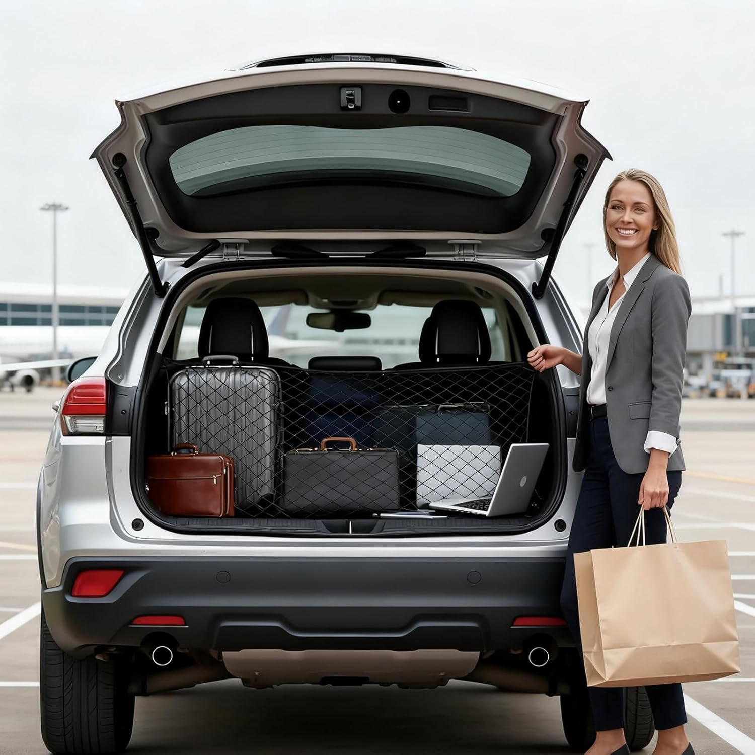 Cargo Net for SUV &ndash; Heavy-Duty SUV Cargo Net & Trunk Net, Small Car Net Storage, Automotive Cargo Nets for Suvs, Cars & Pickup Truck Bed, Durable Cargo Netting for Trunk & Truck Use image number 3