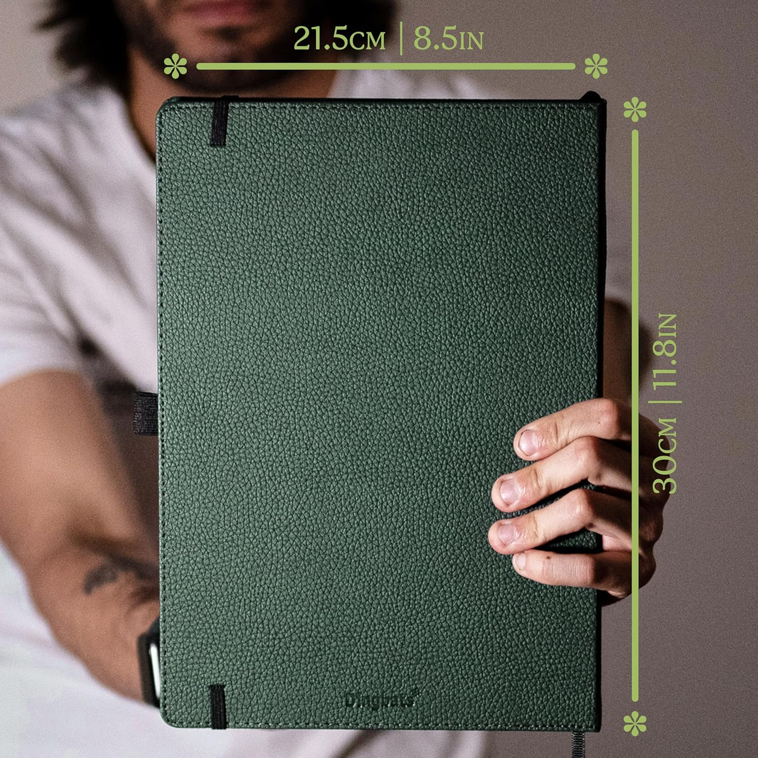 Dingbats* Wildlife Green Deer Notebook A4+ Plain