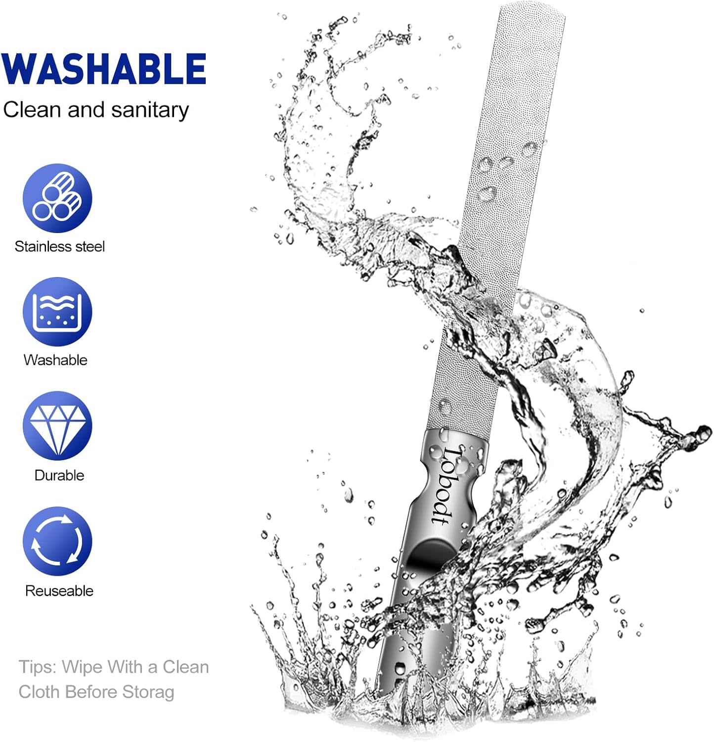 Lobodt Nail Trimmer, Stainless Steel Nail File with Non-Slip Handle and Leather Case, Easily Double-Sided for Men and Women and Files Nails, Great for Home Salon or Travel Use image number 6