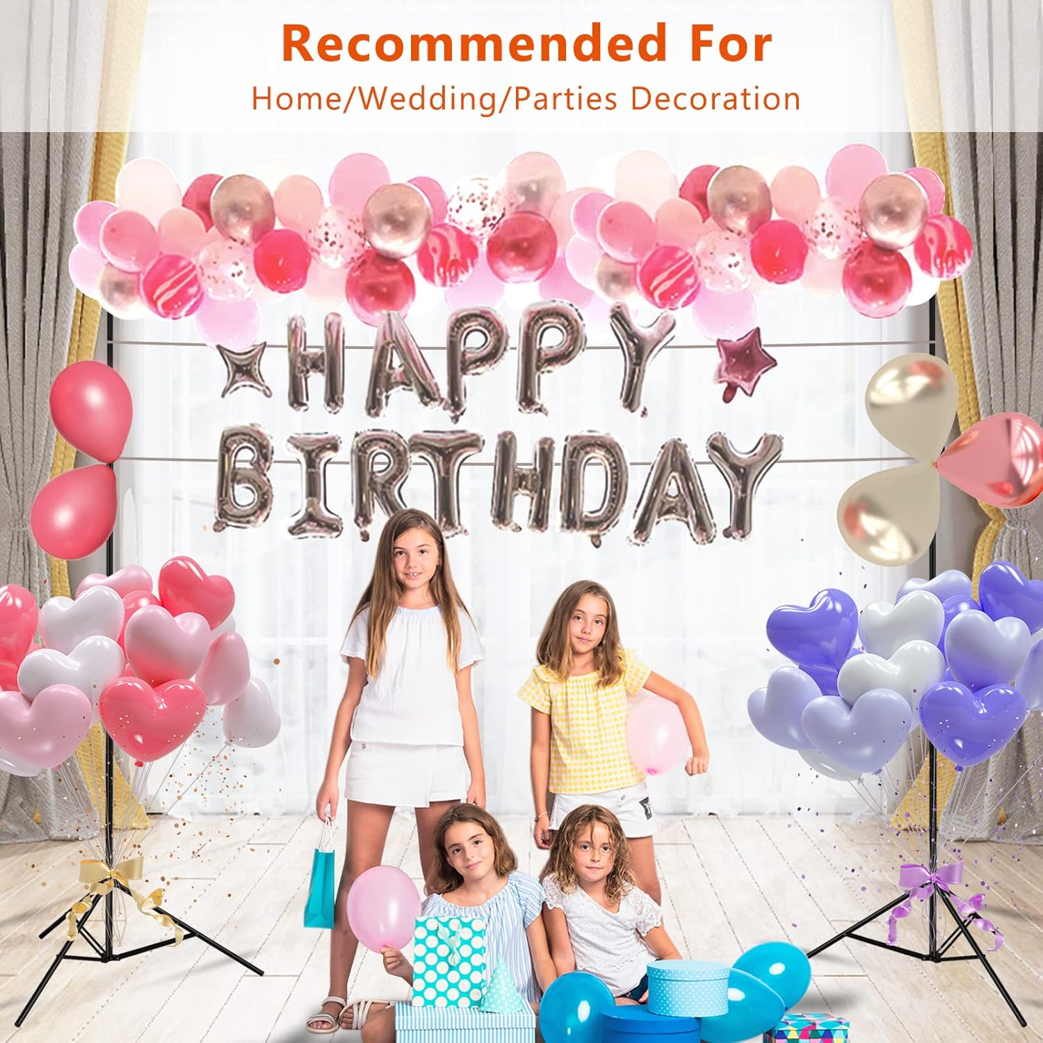 MSKIRA Photo Backdrop Stand 7.5X10Ft Adjustable Background Stand Support System Kit with 6 Spring Clamp, 2 Sandbag & Backdrop Clips for Photoshoot, Portrait, Studio Photography, Parties, Wedding image number 1