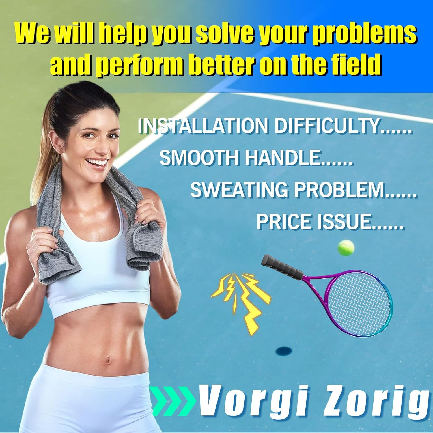 VORHI ZORIG Tennis Racquet Grip Tape, 6-12 Pack Replacement Overgrips image number 5