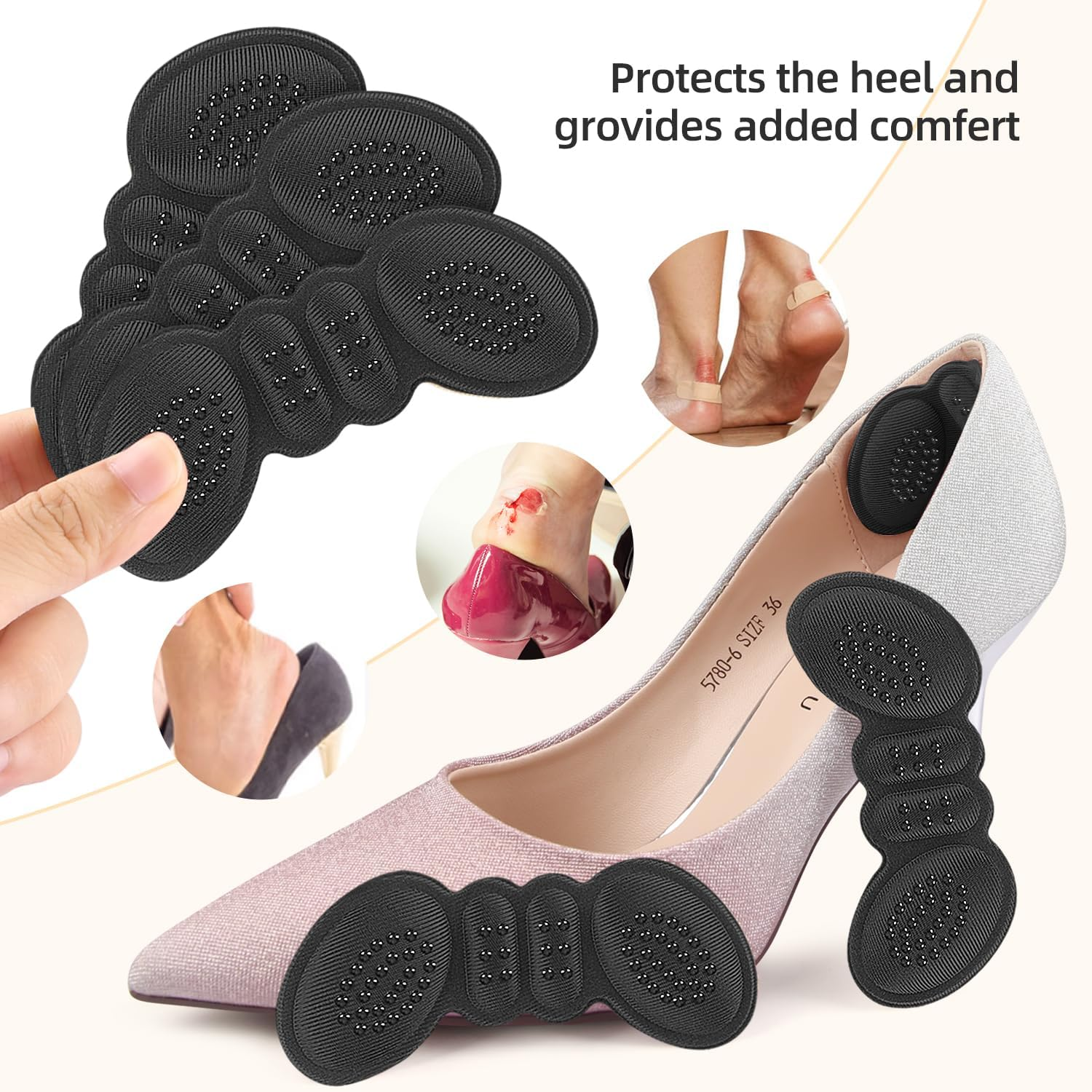 Heel Pads for Shoes for Loose Shoes, Heel Inserts for Women, Mens, Heel Grips Liner, Heel Protectors Improved Shoe Fit and Comfort, Stop Heel Slip and Blister (Black, One Size) - Apricot image number 2