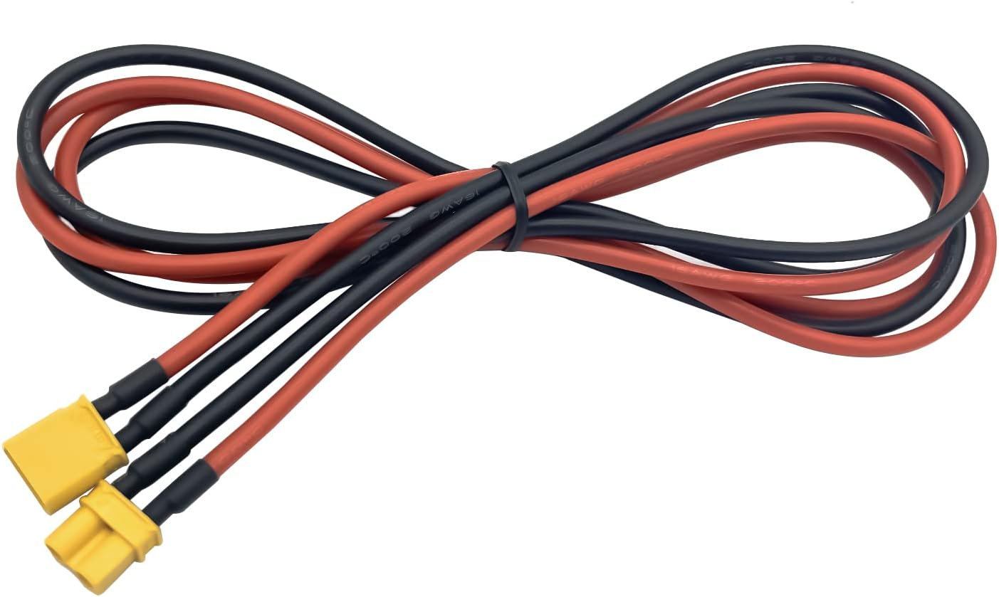 Amass XT30 U-F/M Male to Female Plug Extension Cable Lead Silicone Wire 1M 16AWG Lithium Battery Plug Connector(3.28Ft) image number 1