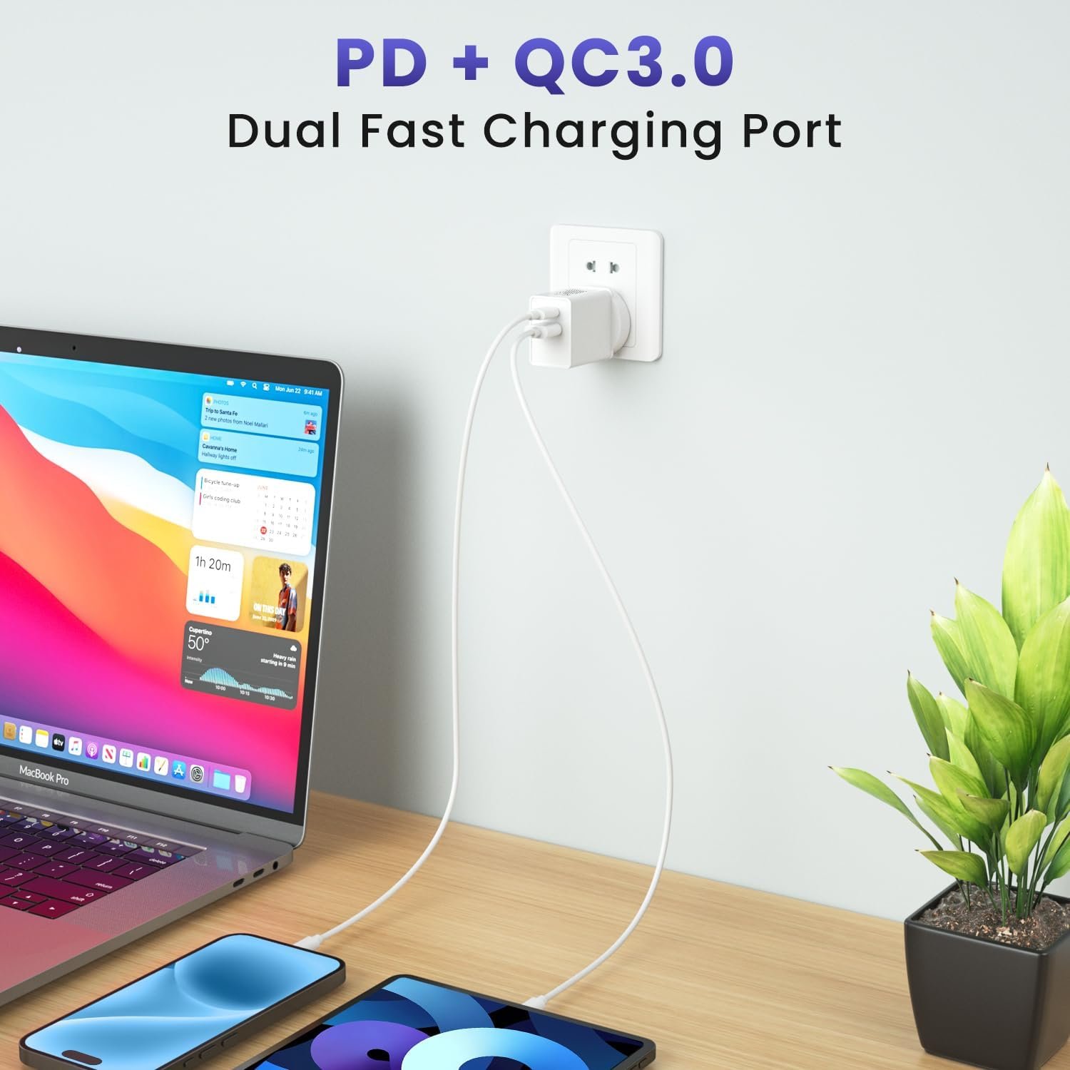 20W USB C Fast Charger, [3-Pack] 2-Port PD Wall Plug with Fast Charging QC3.0, Type-C Power Adapter C Wall Charger Au-Plug Compatible with Iphone 15/14/13/12/11, Ipad, Samsung,Galaxy,Pixel (3) image number 6
