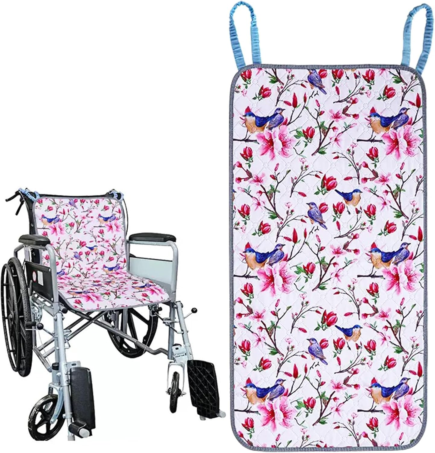 Waterproof Chair Pads for Incontinence, Reusable Washable Wheelchair Pads for Seat with Handles, Highly Absorbent Wheelchair Cover for Adults and Elderly Pink 35.4" X 19.68" image number 5