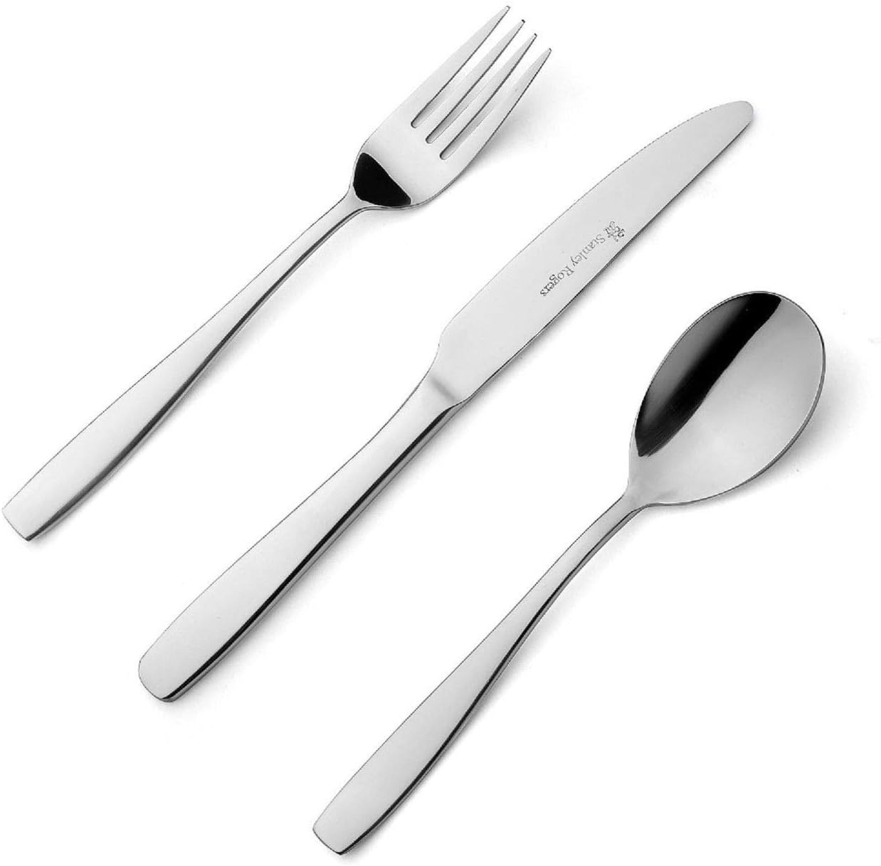 Stanley Rogers Amsterdam Cutlery Set 30 Piece &ndash; Stainless Steel Cutlery Set with Knives, Forks, Spoons and Teaspoons &ndash; Mirror Finish Kitchen Tableware, Ideal Housewarming or Wedding Gift