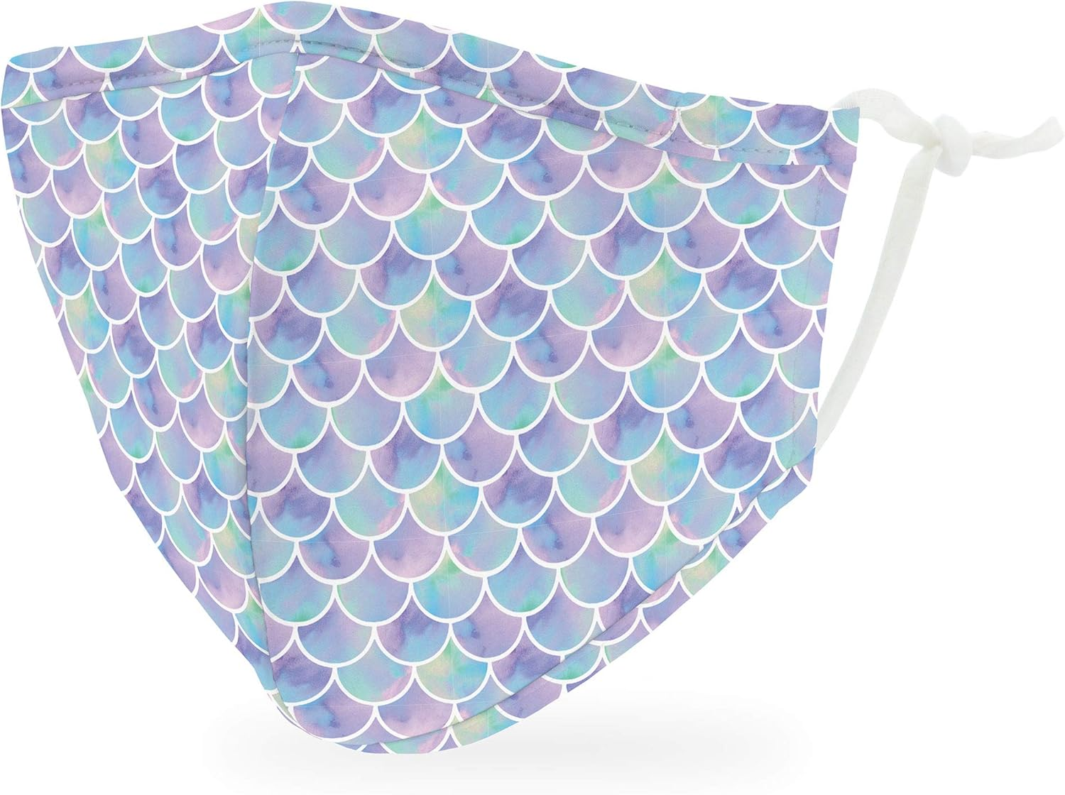 Weddingstar Kid'S Washable Cloth Face Mask Reusable and Adjustable Protective Fabric Face Cover W/Dust Filter Pocket - Mermaid Scales