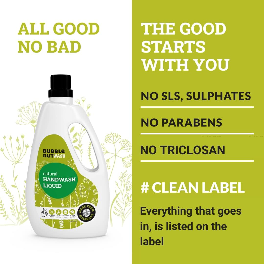 Bubblenut Wash Natural and Organic Handwash Liquid (810 Ml) Refill | Paraben Free & Sulphate Free Hand Wash image number 6