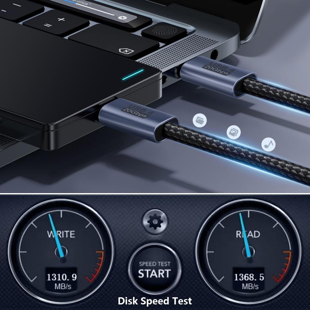 Eastele USB4 Cable, 2 Meter, Supports 4K@60Hz Video/ 100W Charging / 20Gbps for Thunderbolt 4 3 Cable PD3.1 Fast Charge USB-C to USB Type-C Cable Macbook Pro Air Ipad Samsung Lenovo Dell HP Laptop image number 1