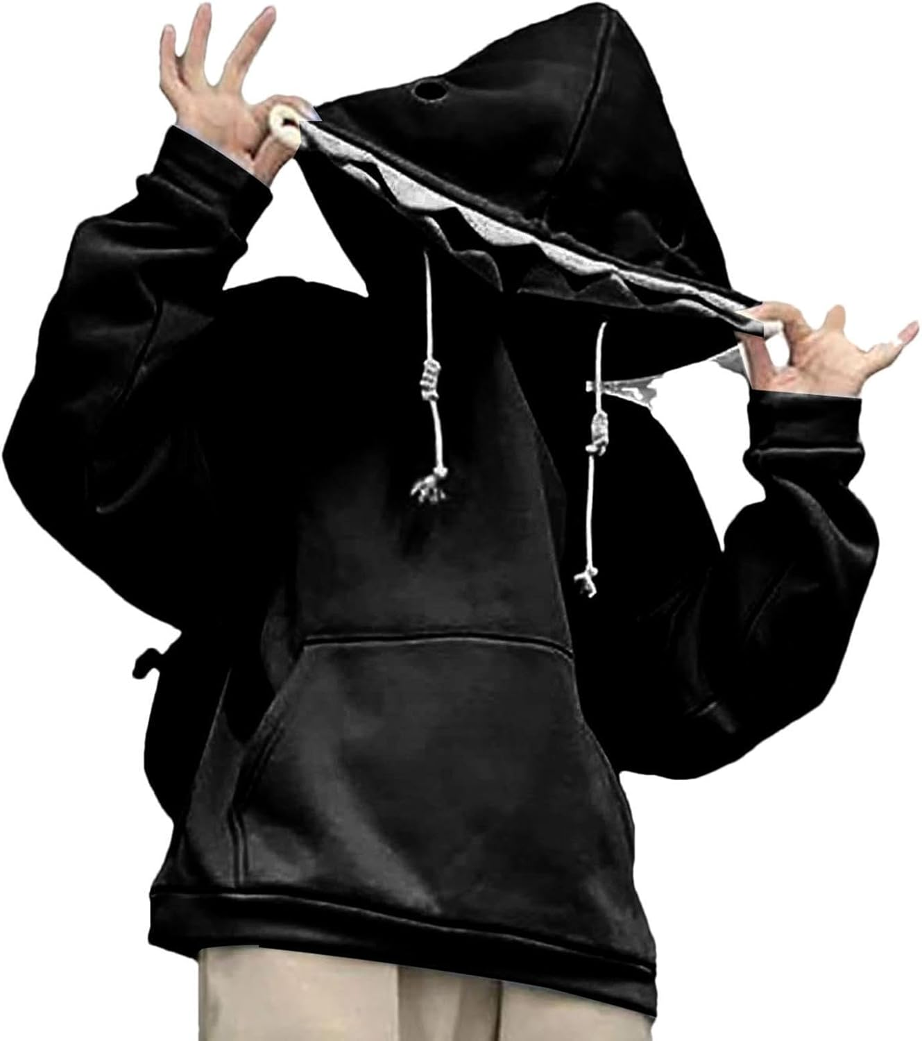 Zankie Shark Hoodie,Cute Long Sleeve Blue Hoodies Shark Shape - Sweatshirts Tops Couple Pullover Cartoon Animal Pulloverfor Teens Girls Boys