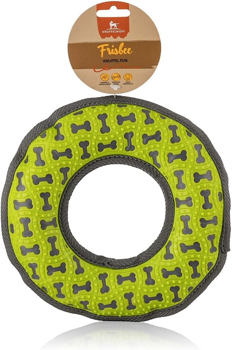 Knuffelwuff Dog Toy Frisbee Made of Rubber and Fabric - Grippy, Tooth-Friendly and Strengthening Binding - Ideal for Play and Conditioning Training for All Large and Small Dogs Bpa-Free
