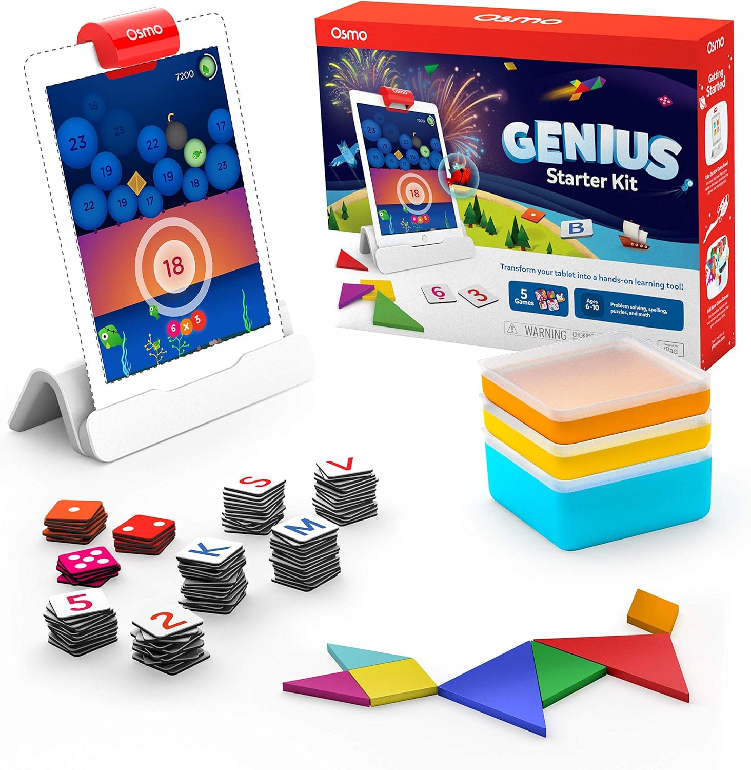 Osmo - Genius Starter Kit for Ipad (New Version) - 5 Hands-On Learning Games - Ages 6-10 - Problem Solving & Creativity - STEM - (Osmo Base Included) image number 2