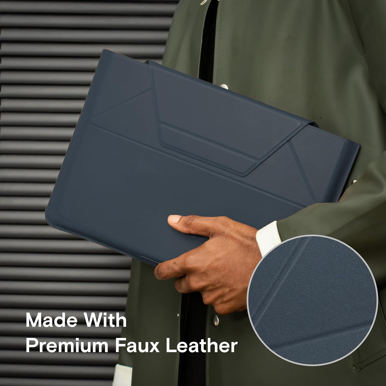 MOFT Laptop Carry Sleeve, 2-In-1 Laptop Bag & Stand for 14" Macbook Air/Pro & Dell/Hp/Lenovo/Asus, Stylish Slim Computer Sleeve Bag with Expandable Storage for Computer Accessories, Deep Blue image number 1