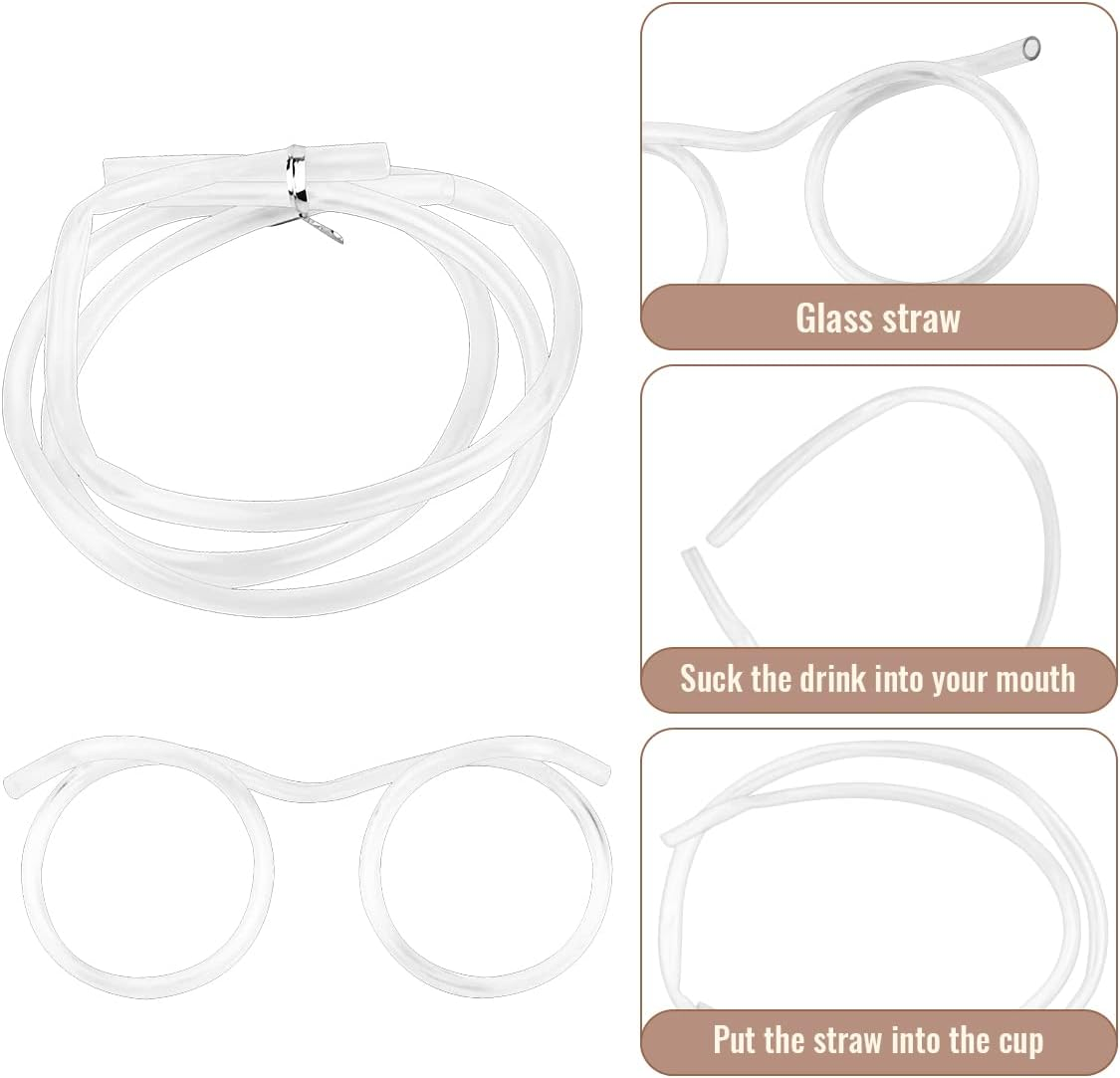 2 Pcs Silly Novelty Loop Straw Glasses, Fun Loop Eye Straws Reusable Eyeglasses Straw for Parties Birthday, DIY Fun Activities, Kids Party, Annual Meeting image number 6