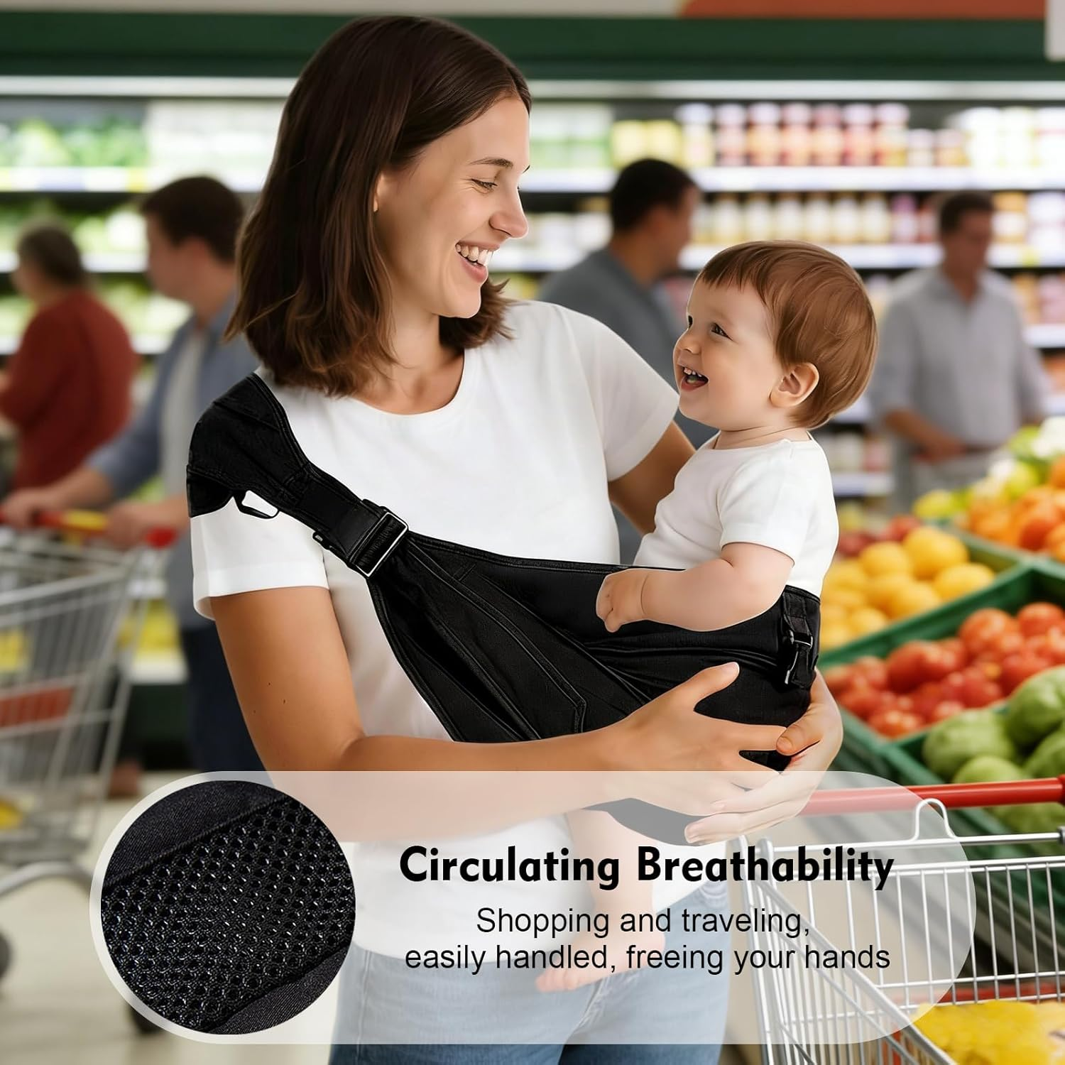 Baby Carrier Sling for Newborn to Toddler - Lightweight, Adjustable & Breathable Sling Carrier for Travel, Outdoor & Breastfeeding, up to 20Kg (Black)