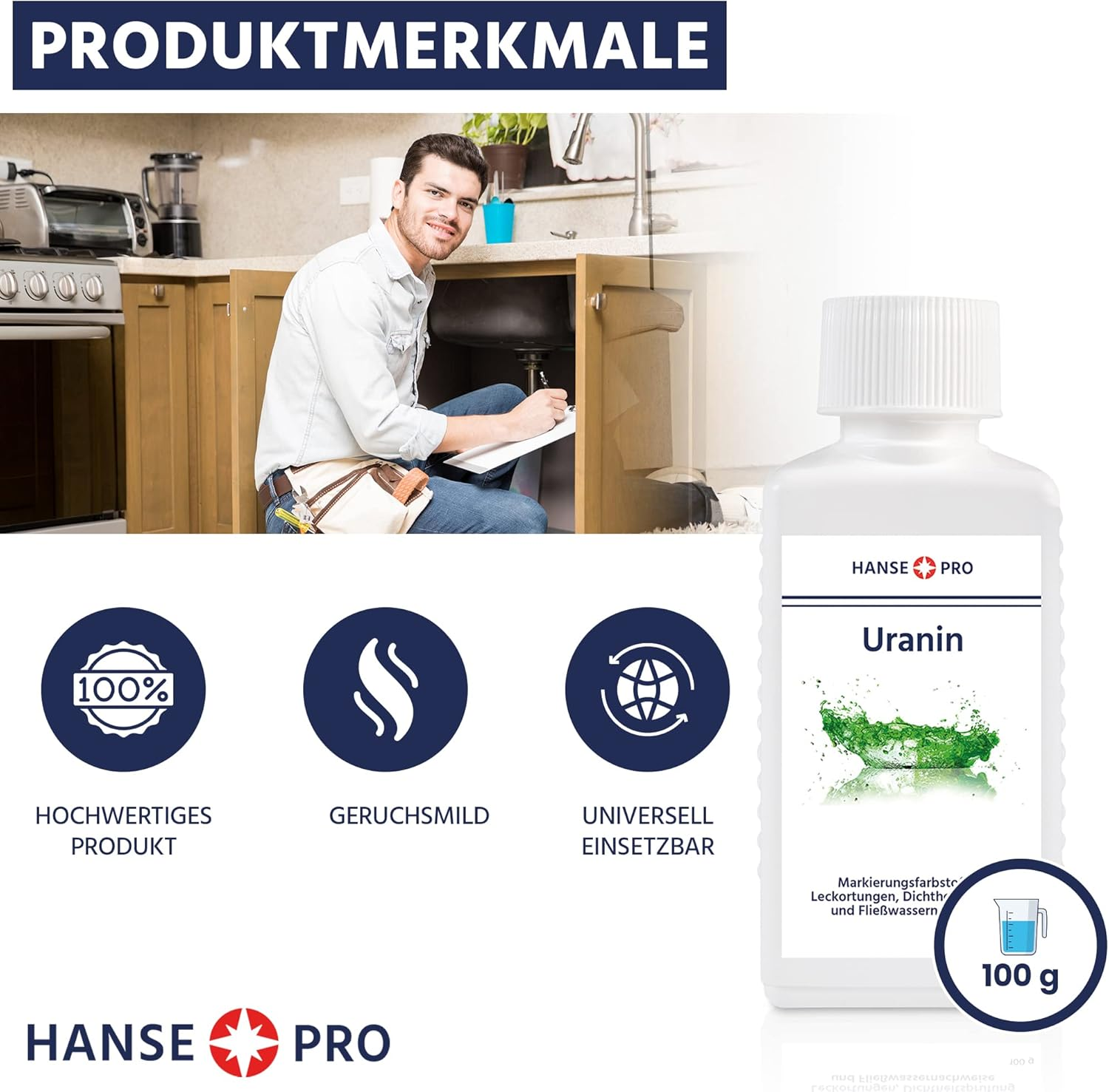 Hanse Pro Uranine, 1 X 100 G I Marking Dye I Leak Location I Leak Location I Leak Test I Waterdye I Dye I Powder I Fluorescein image number 5