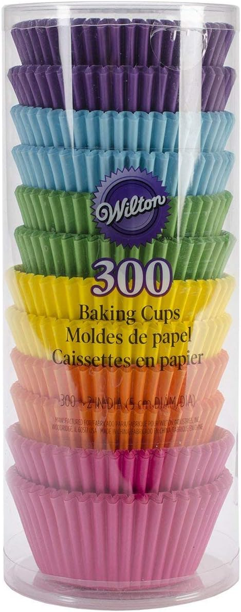 Wilton Rainbow Bright Standard Baking Cupcake Cases 300-Pieces Set, 5 Cm Diameter image number 1