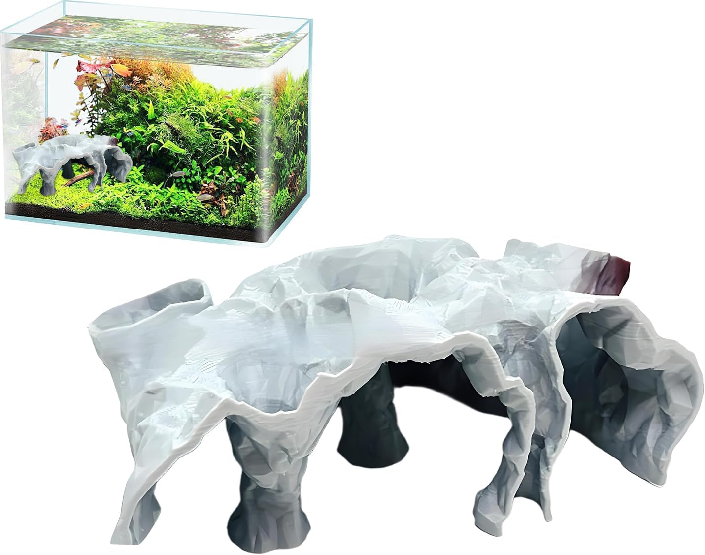 Fish Tank Cave - Shrimp Cave Aquarium Decor | Breeding Shelter Landscape Decoration for Betta Cory Small Cichlid Guppy Reptile image number 2