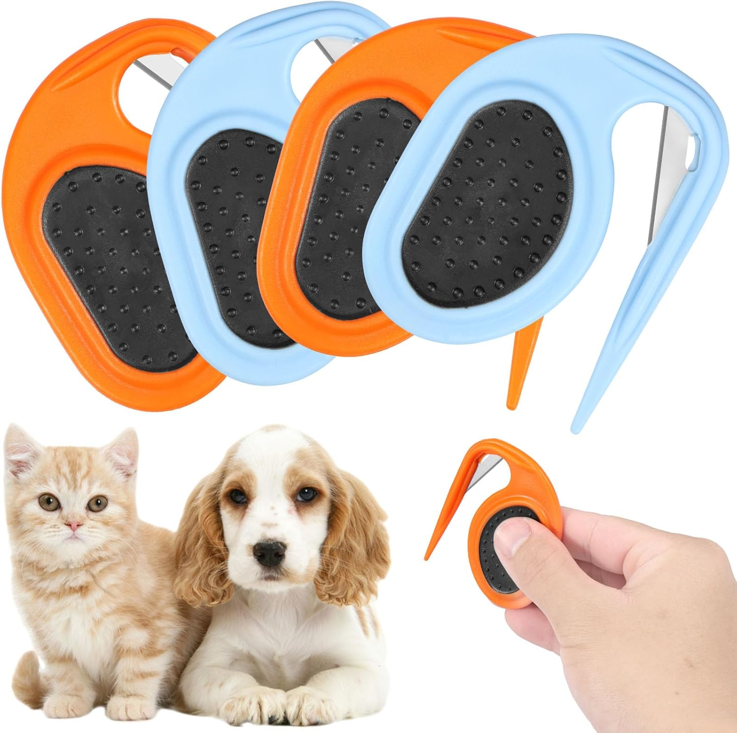 4Pcs Pet Knotting Comb,Dogs Cats Grooming Combs,Stainless Steel Cats Knotting Comb,Pet Grooming Cutter,Reusable Pet Dog Shedding Brush for Dog Cats Removing Tangled and Loose Hair image number 1
