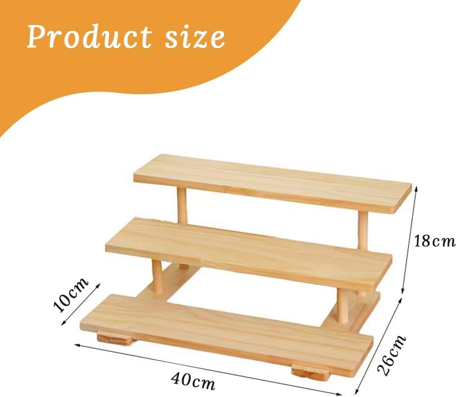 Bathroom Cabinet Storage, Wooden Multi-Layer Storage Rack, Three-Layer Desktop Display Rack, Perfume, Cosmetics, Cakes, Seasoning Storage, Suitable for Bathroom, Kitchen, Restaurant, Home Decoration image number 2