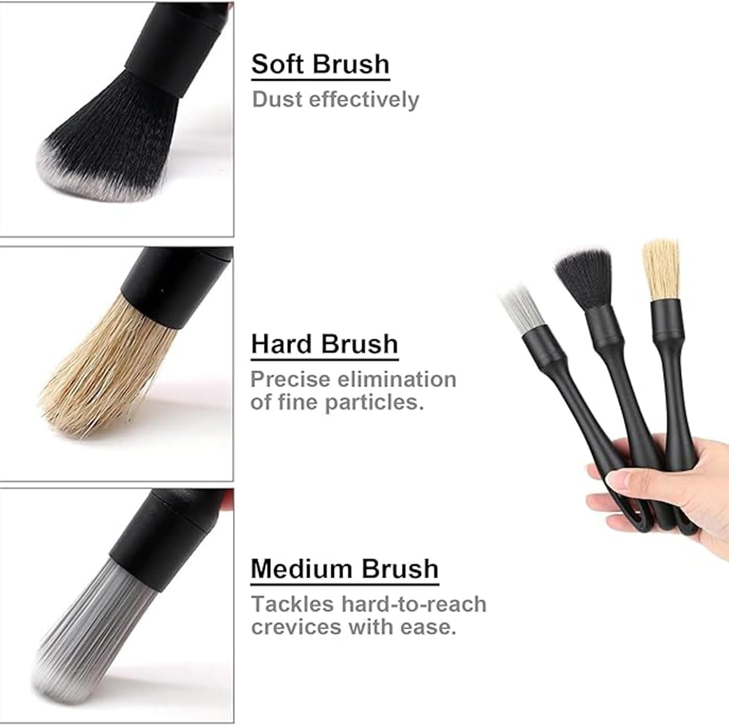 Lxcshljx 5Pcs Car Interior Detailing Cleaning Brush Kit, Soft Bristles Auto Detailing Brush Set, Scratch Free Vehicle Dust Removal Brushes, Crevices Cleaning Brush Supplies for Dashboard, Air Vents image number 2