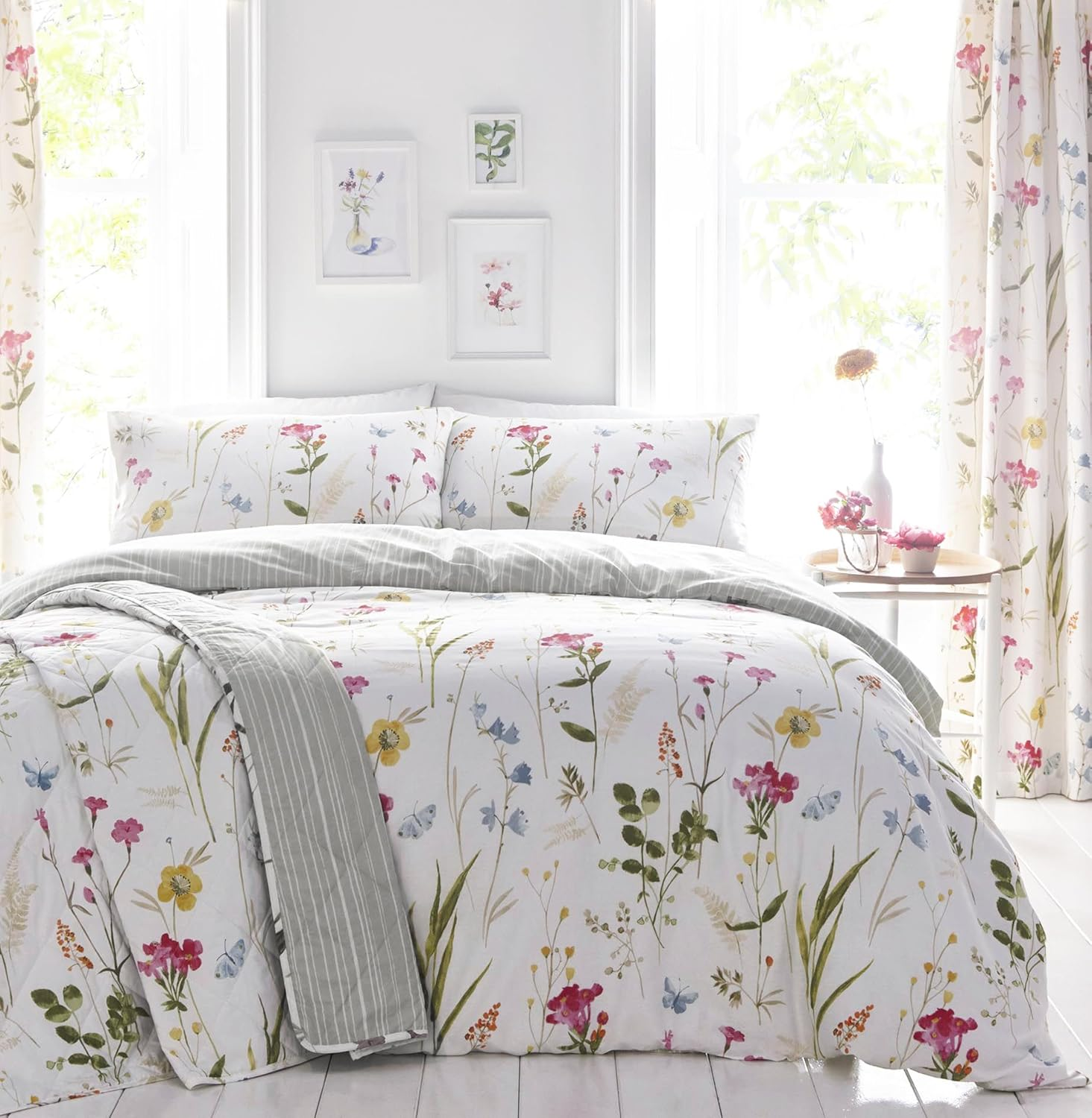 100% Cotton Print Quilt Cover Set - Ultra Soft, Comfy, Reversible Duvet Cover with Press Studs Closure - Elegant Quilt Cover Set for Bedding (Bossoming, Queen) image number 3