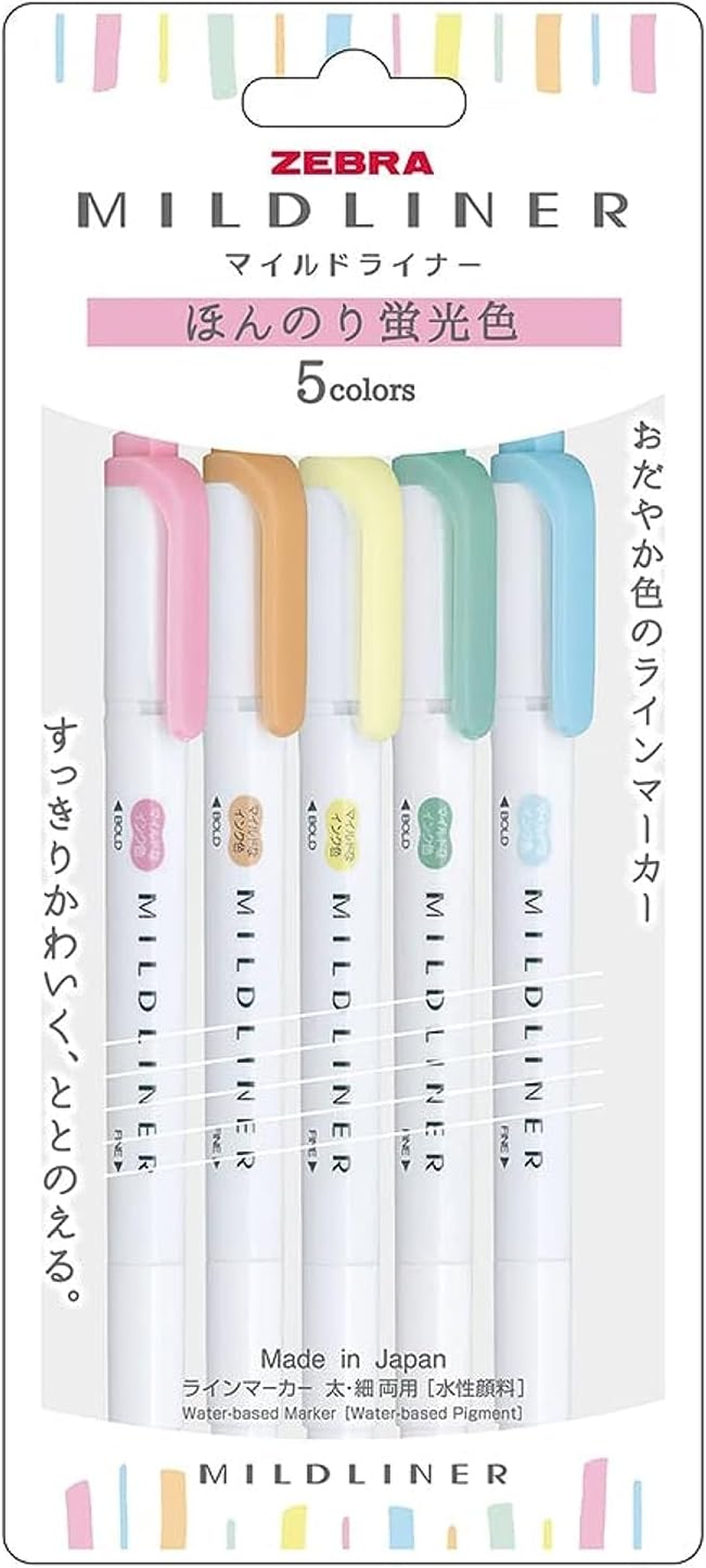 ZEBRA WKT7-5C-N Highlighter, Faint Fluorescent Colors, 5 Colors image number 2