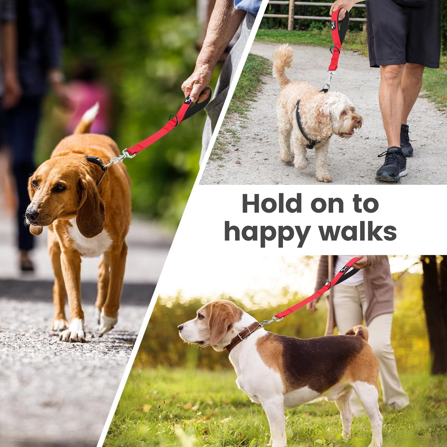 PETTOM Short Dog Lead for Large Dogs Soft Padded Handle Strong Dog Leads Easy Control Nylon Pet Walking Training Leads Handle (Red M) - Red L image number 5