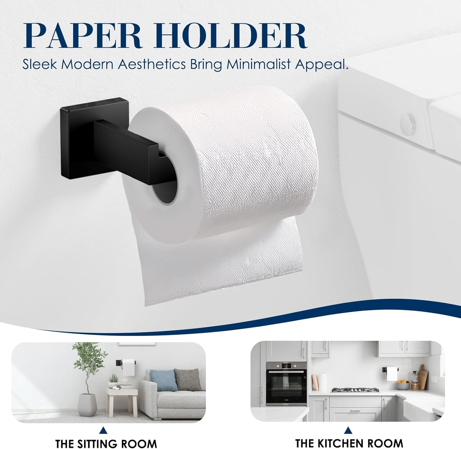 Towel Racks for Bathroom, 7 Pieces SUS304 Matte Black Bathroom Accessory Set, Stainless Steel Black Bathroom Accessories, Stainless Steel Wall Mounted, Bath Towel Bar Set image number 5