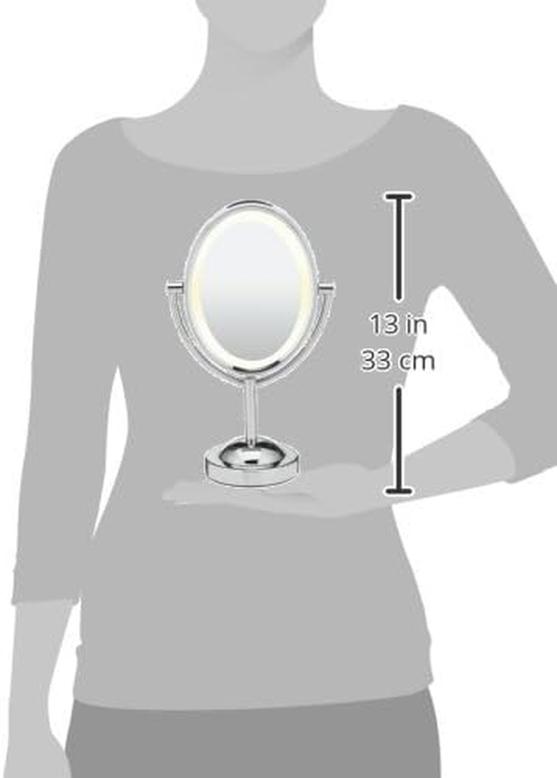 Conair Lighted Makeup Mirror, LED Vanity Mirror, 1X/7X Magnifying Mirror, Double Sided, Corded in Polished Chrome - Satin Nickel Finish image number 5