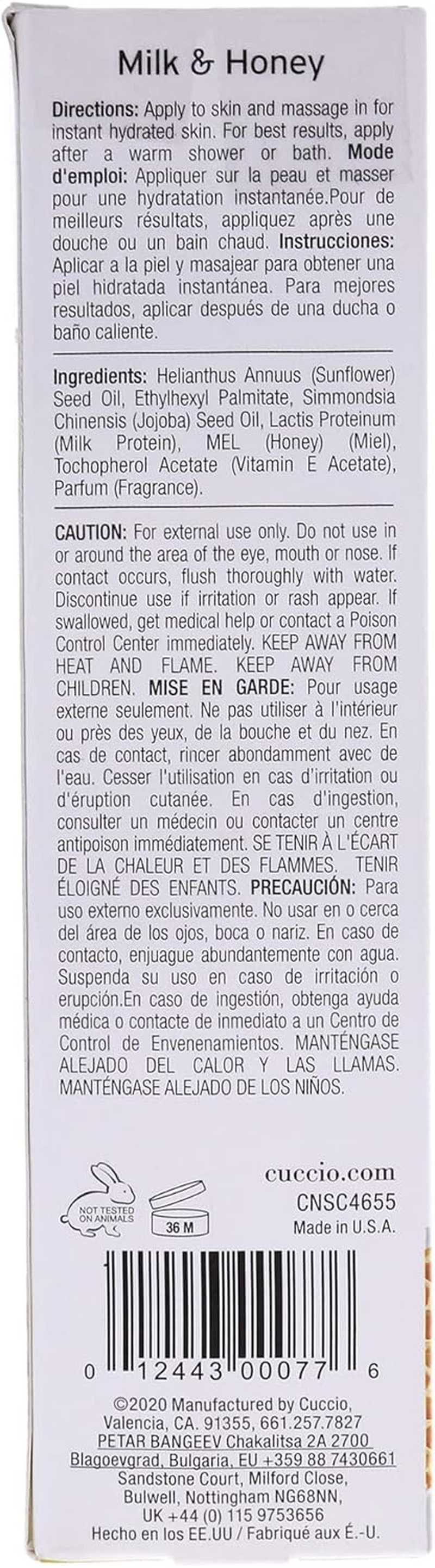 Cuccio Naturale Hydrating Dry Body Oil - Scented, Renewing and Essential Moisturizing Treatment for Dry Skin Repair - Paraben Free Formula with All Natural Ingredients - Milk and Honey - 100 ML image number 5