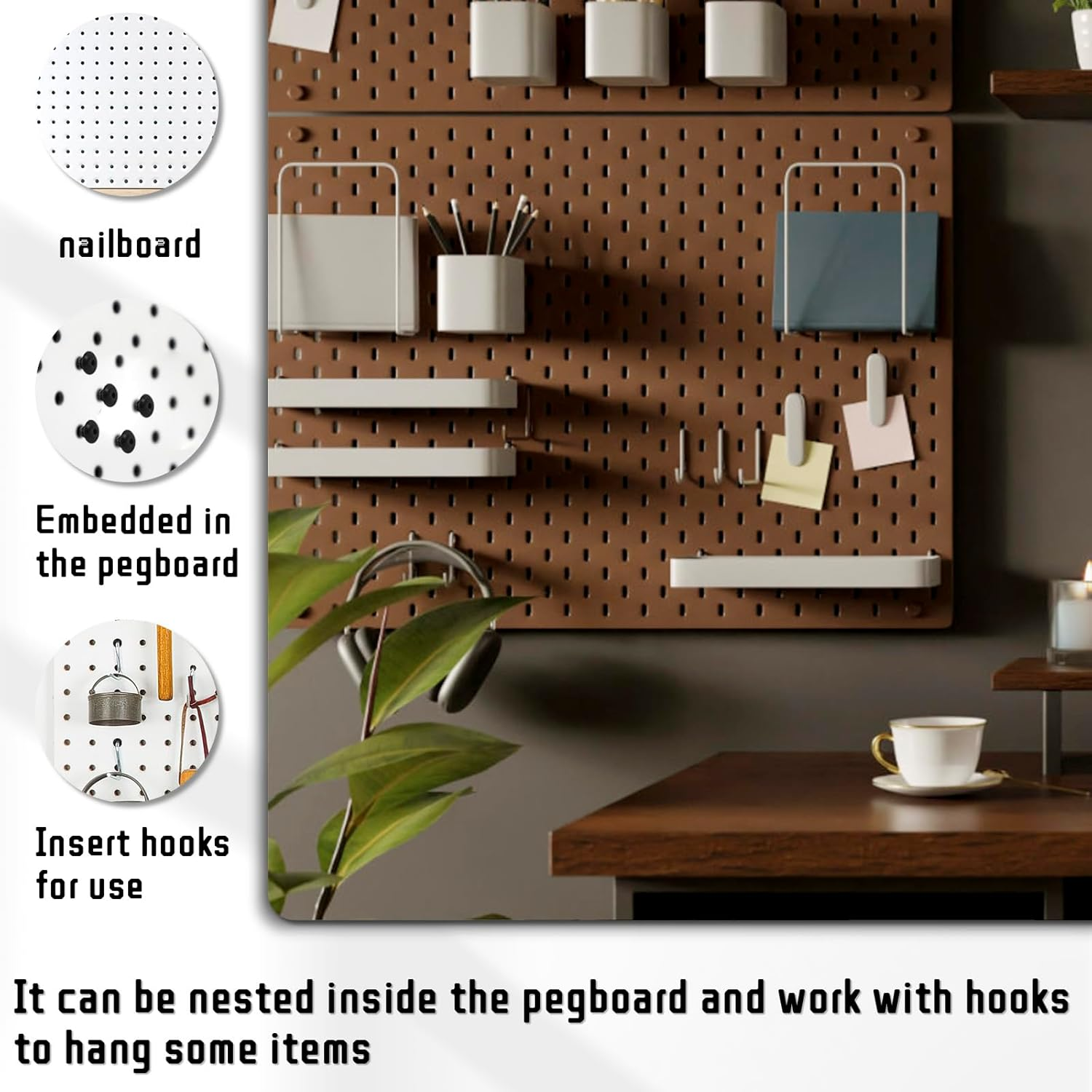 100 Pcs Peg Board Hooks, Pegboard Hook Locks Clips Fit for 1/4 Inch Peg Board Push Pin Tool Organizer Peg Locks round Holes for Stopping Hooks from Falling off (Black) image number 5