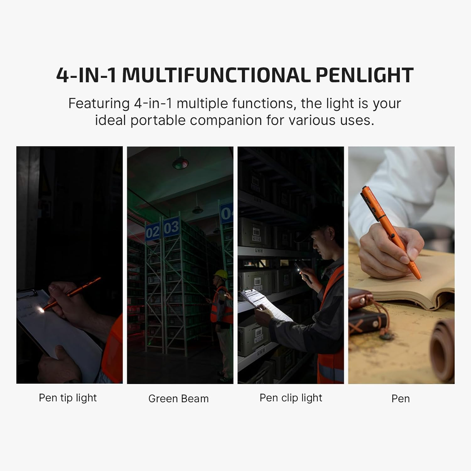 OLIGHT O'Pen 3 EDC Pen Light 120 Lumens with Green Beam, Red Light & White Light LED Pen Clip Light - Rechargeable Clip Torch for Writing, Offices, Outdoors, Gift & Collection (Orange) - Black image number 5