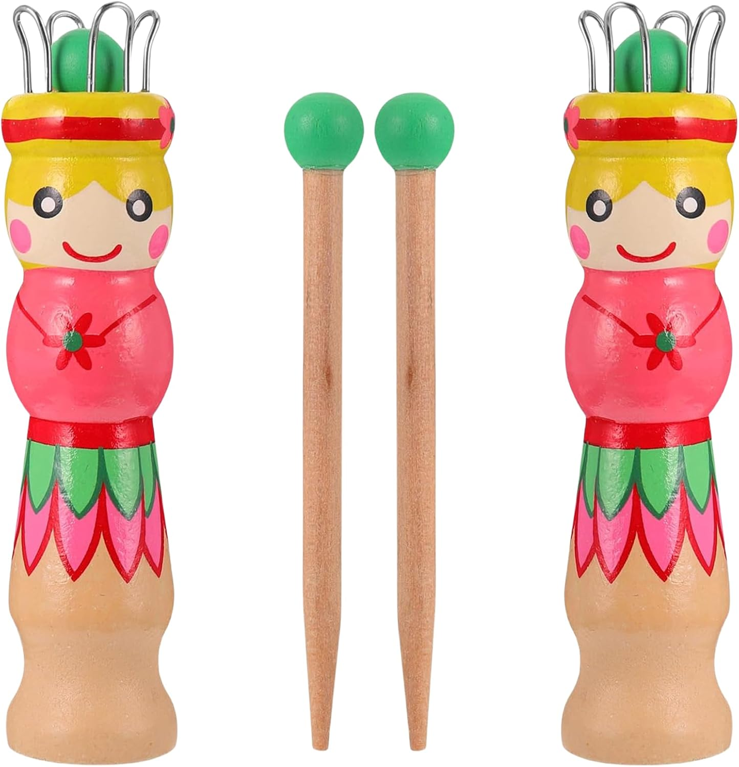 Zvorgath Knitting Tool Kit - 2 Sets Wood Mini Dolls Tools for Kids, Ideal for Knitting Corking, Crochet Yarn, with Spool Knitter Tower
